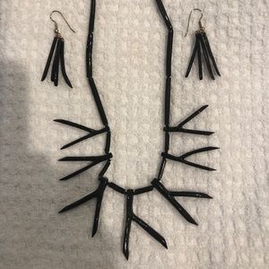 Vintage Hawaiian Black Corral Necklace and Earrings